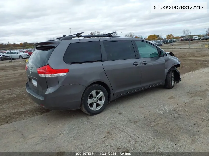 2011 Toyota Sienna Le V6 VIN: 5TDKK3DC7BS122217 Lot: 40756711