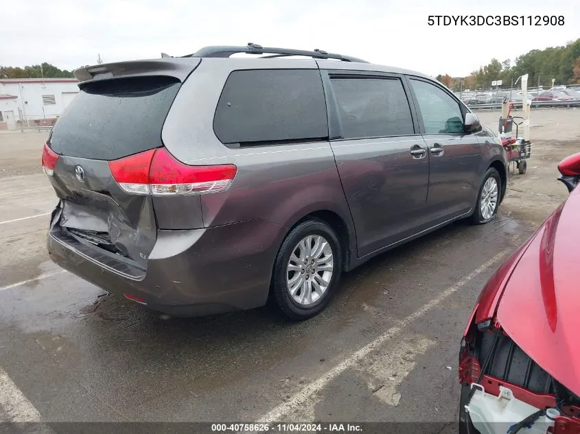 2011 Toyota Sienna Xle/Limited VIN: 5TDYK3DC3BS112908 Lot: 40758626