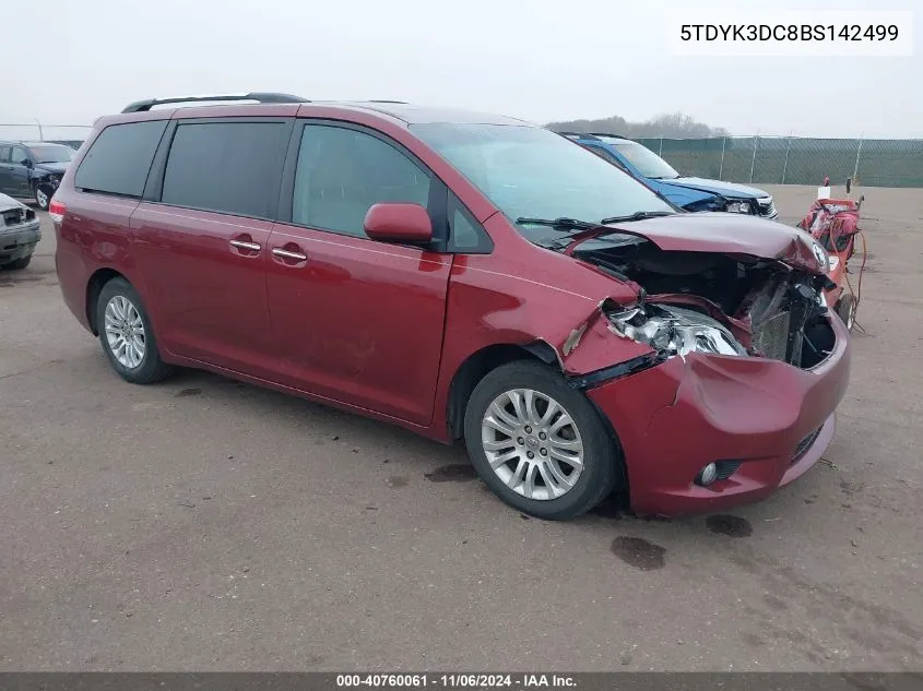 2011 Toyota Sienna Xle V6 VIN: 5TDYK3DC8BS142499 Lot: 40760061