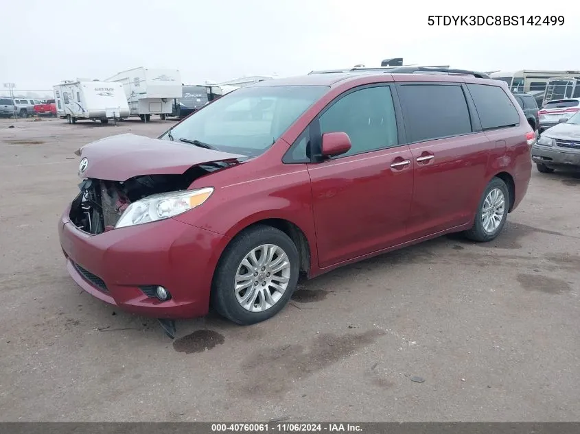 2011 Toyota Sienna Xle V6 VIN: 5TDYK3DC8BS142499 Lot: 40760061