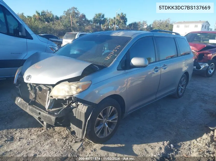 2011 Toyota Sienna Le V6 VIN: 5TDKK3DC7BS137669 Lot: 40771574