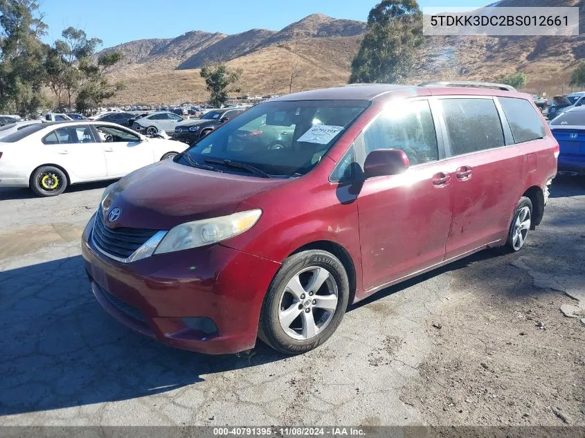 2011 Toyota Sienna Le V6 VIN: 5TDKK3DC2BS012661 Lot: 40791395