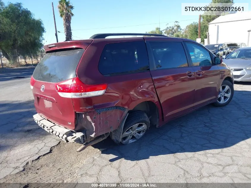 2011 Toyota Sienna Le V6 VIN: 5TDKK3DC2BS012661 Lot: 40791395