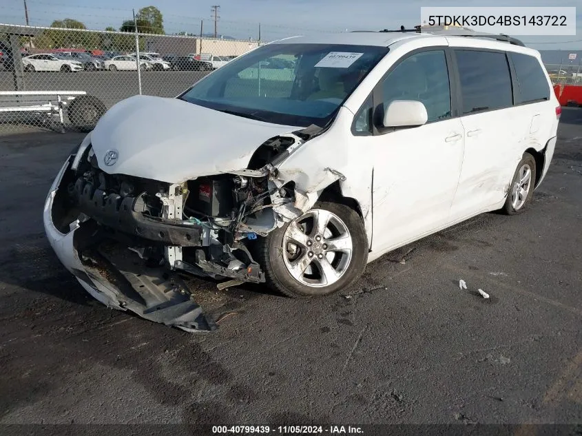 2011 Toyota Sienna Le V6 VIN: 5TDKK3DC4BS143722 Lot: 40799439