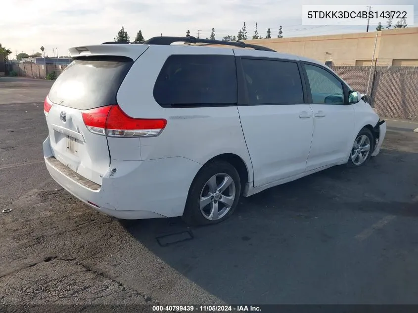 2011 Toyota Sienna Le V6 VIN: 5TDKK3DC4BS143722 Lot: 40799439