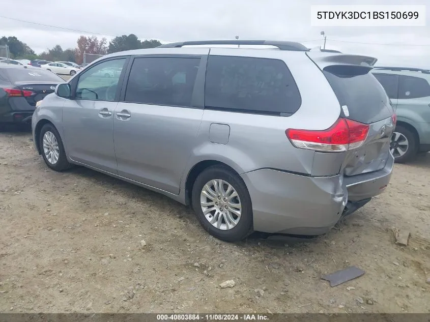 2011 Toyota Sienna Xle/Limited VIN: 5TDYK3DC1BS150699 Lot: 40803884