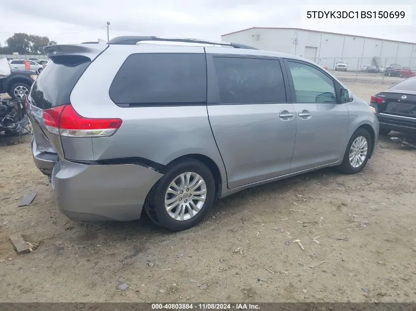 2011 Toyota Sienna Xle/Limited VIN: 5TDYK3DC1BS150699 Lot: 40803884