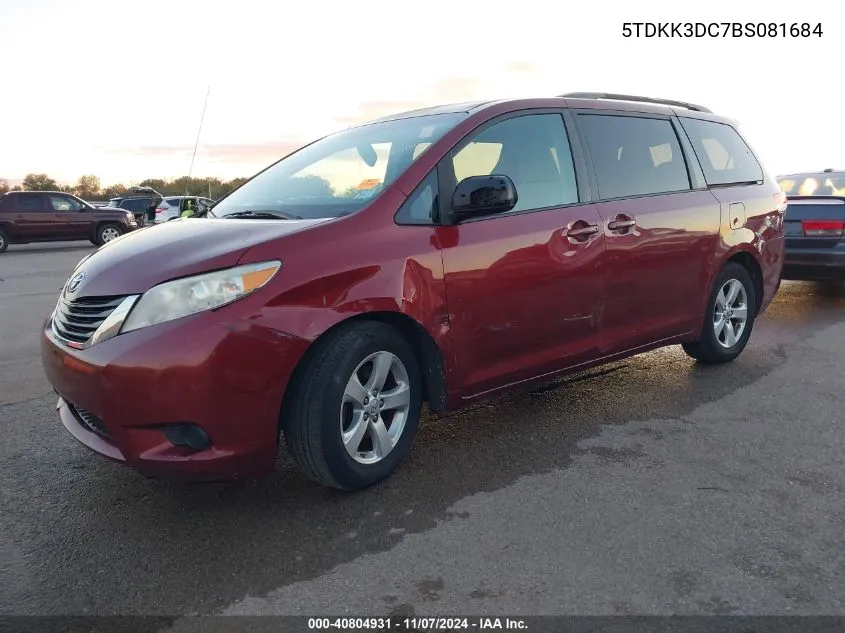 2011 Toyota Sienna Le VIN: 5TDKK3DC7BS081684 Lot: 40804931