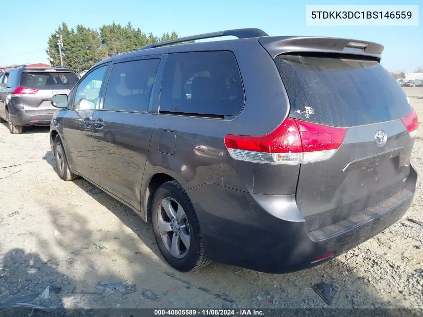 2011 Toyota Sienna Le V6 VIN: 5TDKK3DC1BS146559 Lot: 40805589