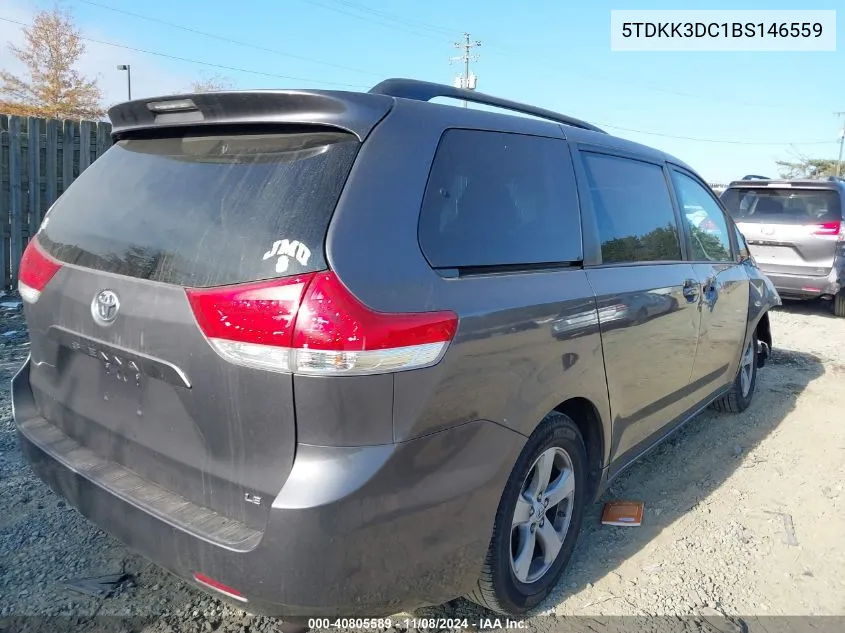 2011 Toyota Sienna Le V6 VIN: 5TDKK3DC1BS146559 Lot: 40805589