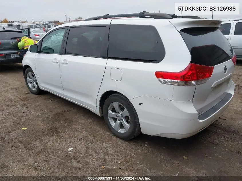 2011 Toyota Sienna Le V6 VIN: 5TDKK3DC1BS126988 Lot: 40807593