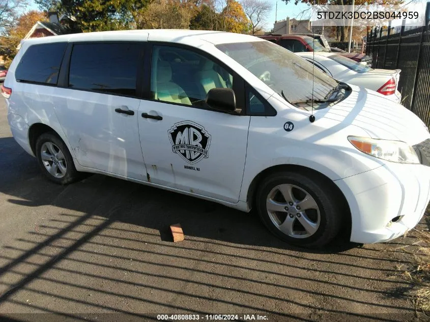 2011 Toyota Sienna VIN: 5TDZK3DC2BS044959 Lot: 40808833