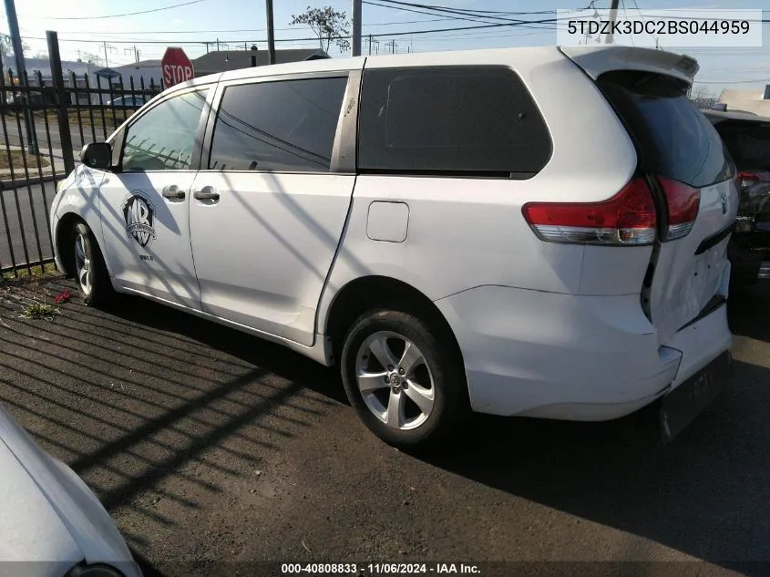 2011 Toyota Sienna VIN: 5TDZK3DC2BS044959 Lot: 40808833