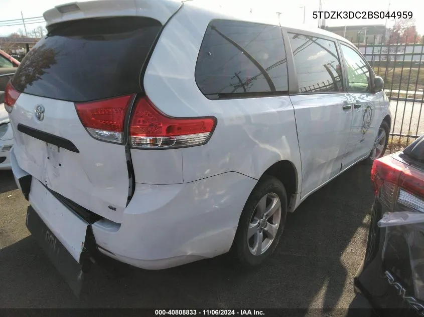 2011 Toyota Sienna VIN: 5TDZK3DC2BS044959 Lot: 40808833