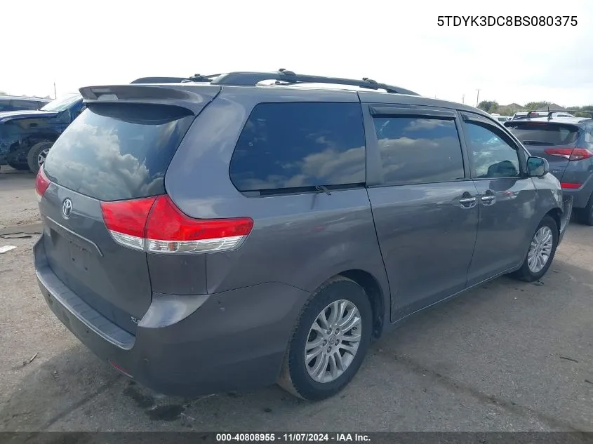 5TDYK3DC8BS080375 2011 Toyota Sienna Xle V6