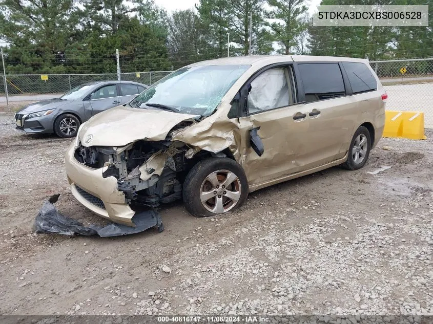 2011 Toyota Sienna VIN: 5TDKA3DCXBS006528 Lot: 40816747