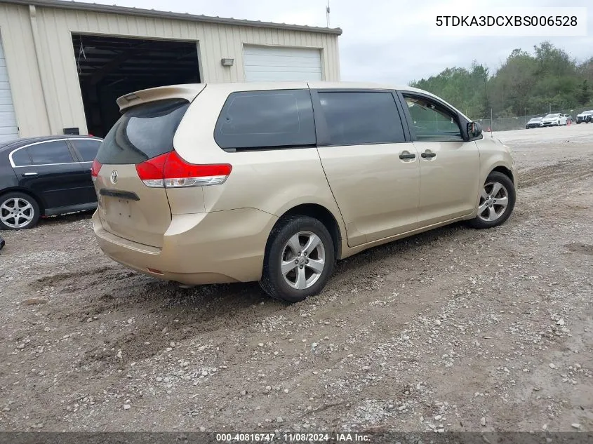 2011 Toyota Sienna VIN: 5TDKA3DCXBS006528 Lot: 40816747