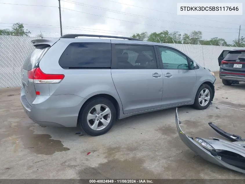 2011 Toyota Sienna Le V6 VIN: 5TDKK3DC5BS117646 Lot: 40824949