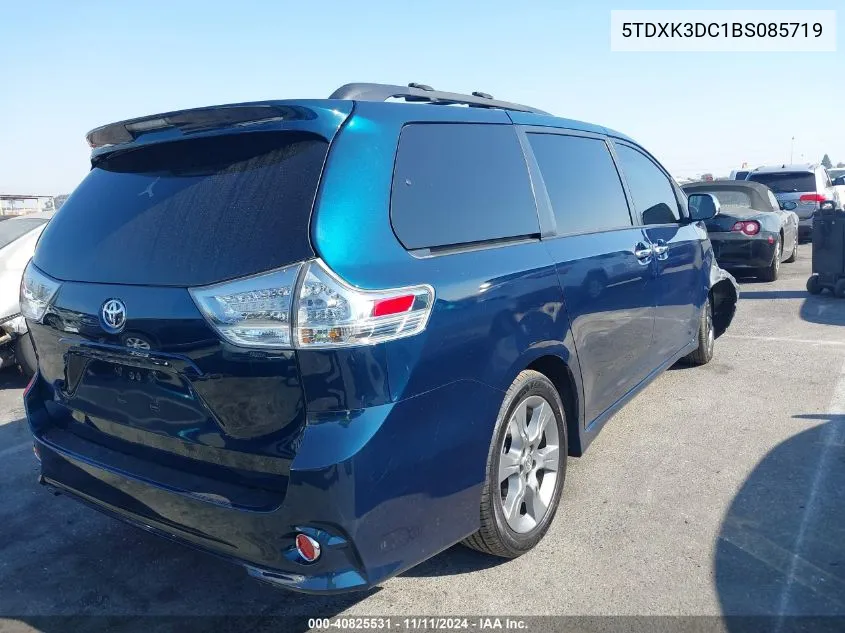 2011 Toyota Sienna Se VIN: 5TDXK3DC1BS085719 Lot: 40825531