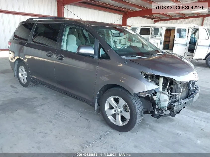 2011 Toyota Sienna Le V6 VIN: 5TDKK3DC6BS042276 Lot: 40828689