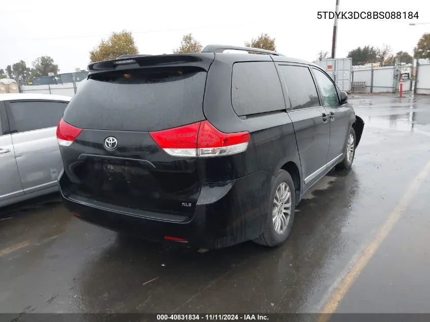 2011 Toyota Sienna Xle V6 VIN: 5TDYK3DC8BS088184 Lot: 40831834