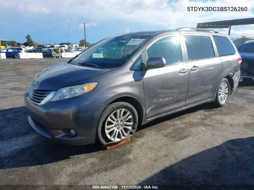 2011 Toyota Sienna Xle V6 VIN: 5TDYK3DC3BS126260 Lot: 40843166