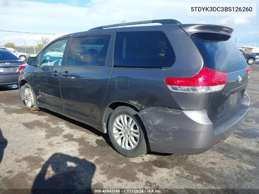 2011 Toyota Sienna Xle V6 VIN: 5TDYK3DC3BS126260 Lot: 40843166