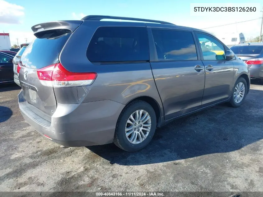 2011 Toyota Sienna Xle V6 VIN: 5TDYK3DC3BS126260 Lot: 40843166