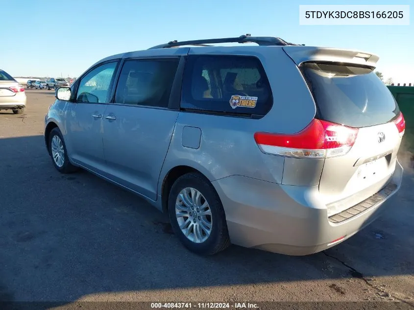 2011 Toyota Sienna Xle V6 VIN: 5TDYK3DC8BS166205 Lot: 40843741