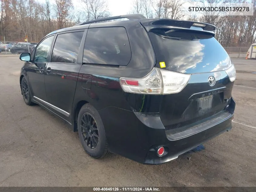 2011 Toyota Sienna Sport VIN: 5TDXK3DC5BS139278 Lot: 40845126