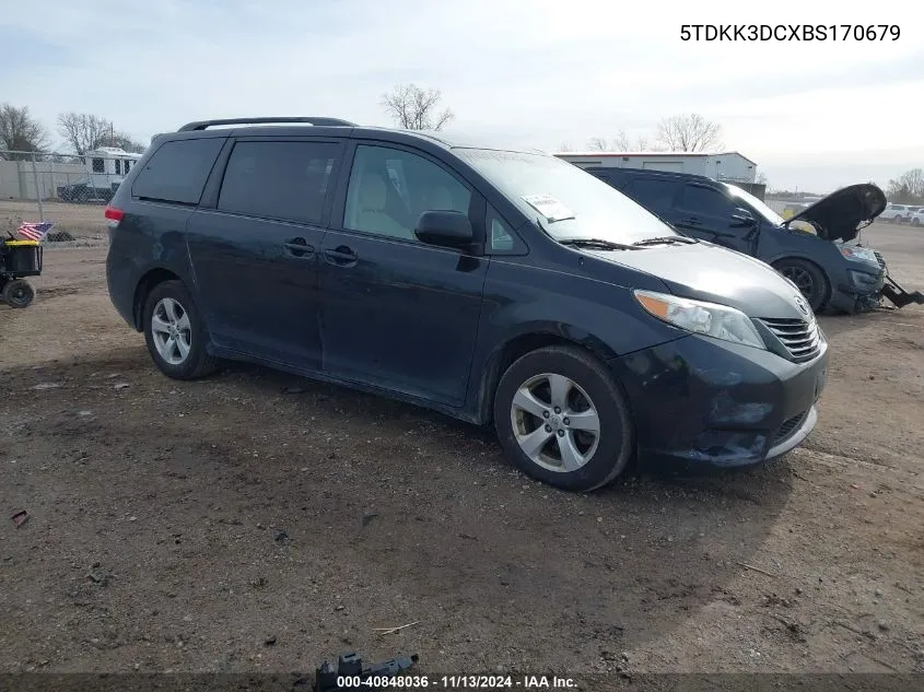 2011 Toyota Sienna Le V6 VIN: 5TDKK3DCXBS170679 Lot: 40848036