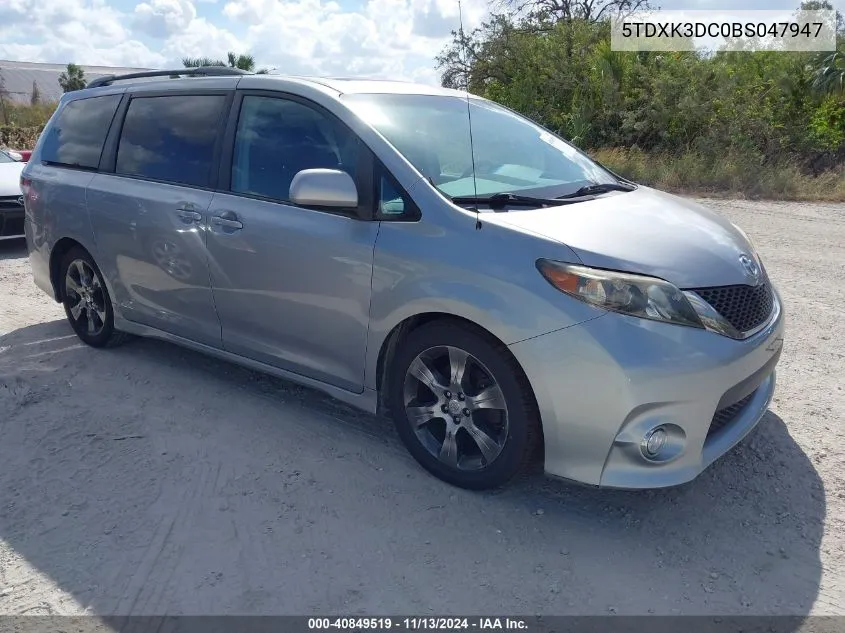 2011 Toyota Sienna Sport VIN: 5TDXK3DC0BS047947 Lot: 40849519