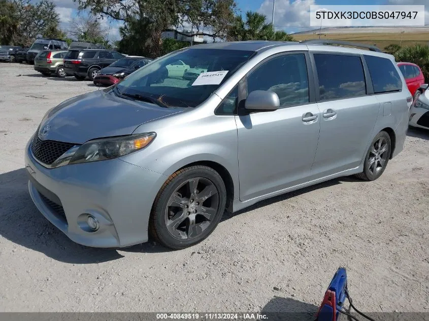 2011 Toyota Sienna Sport VIN: 5TDXK3DC0BS047947 Lot: 40849519