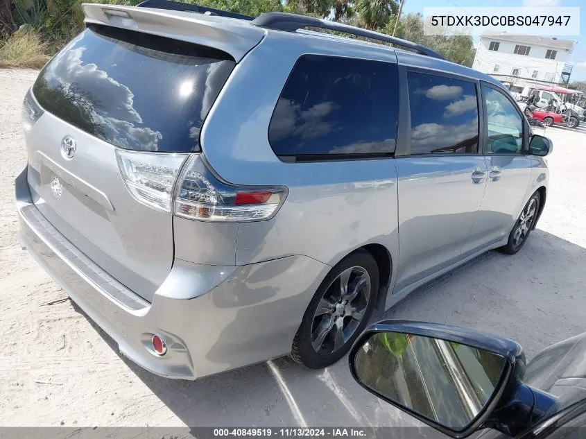 2011 Toyota Sienna Sport VIN: 5TDXK3DC0BS047947 Lot: 40849519