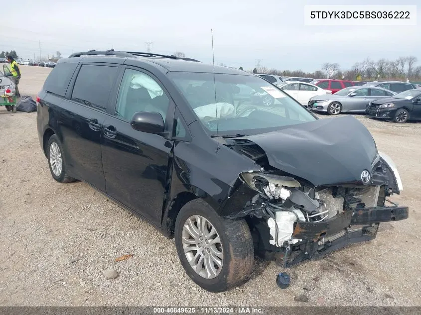 2011 Toyota Sienna Xle V6 VIN: 5TDYK3DC5BS036222 Lot: 40849625