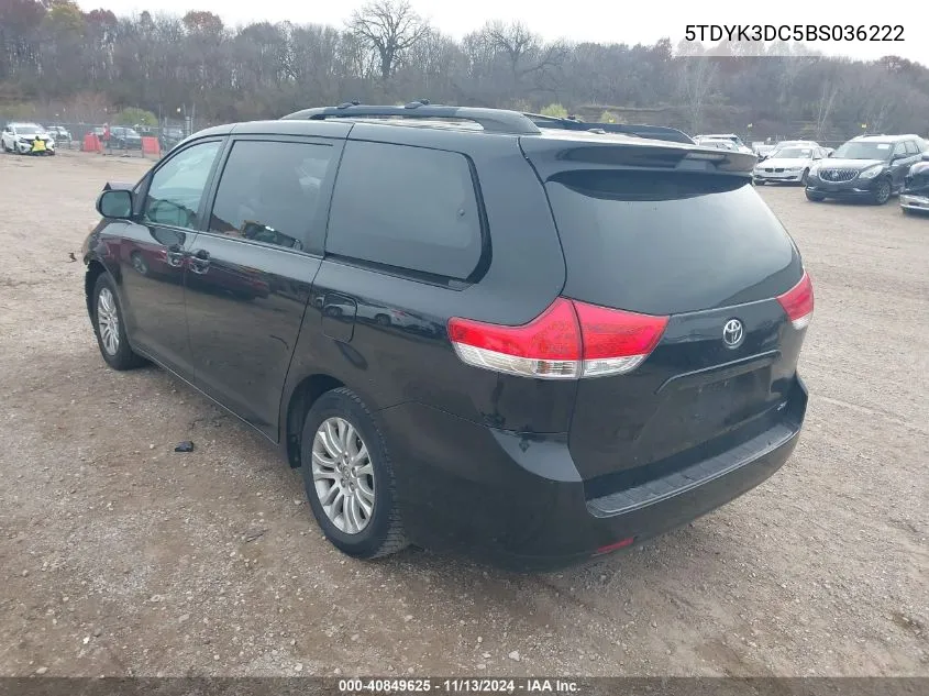 2011 Toyota Sienna Xle V6 VIN: 5TDYK3DC5BS036222 Lot: 40849625