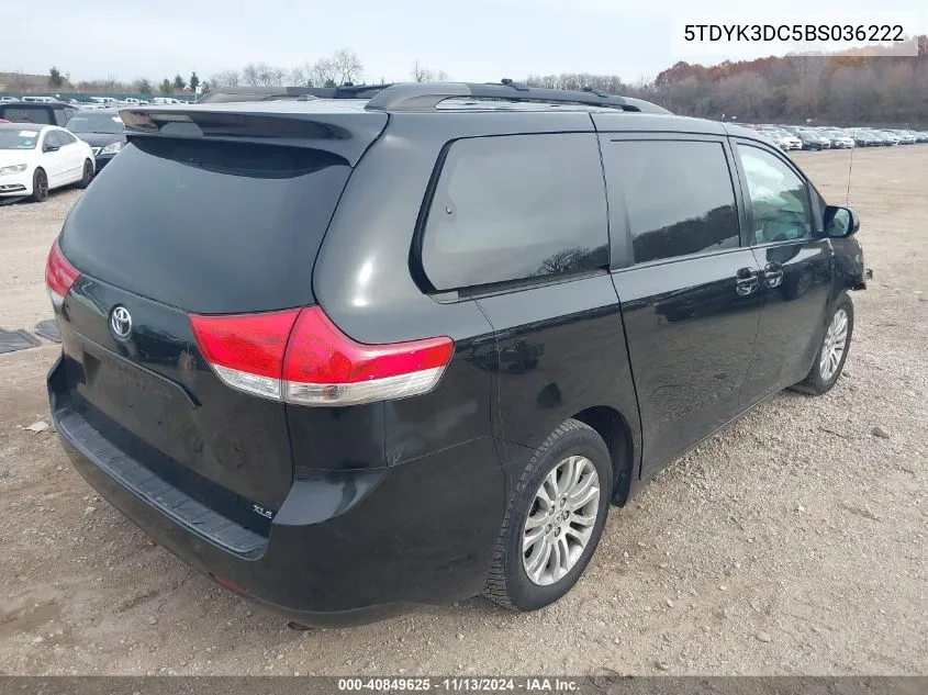 2011 Toyota Sienna Xle V6 VIN: 5TDYK3DC5BS036222 Lot: 40849625