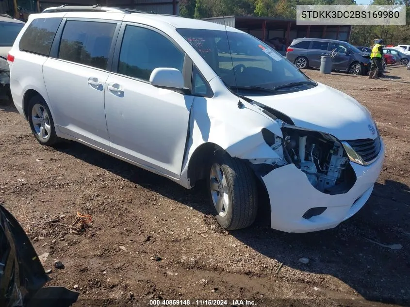 2011 Toyota Sienna Le V6 VIN: 5TDKK3DC2BS169980 Lot: 40859148