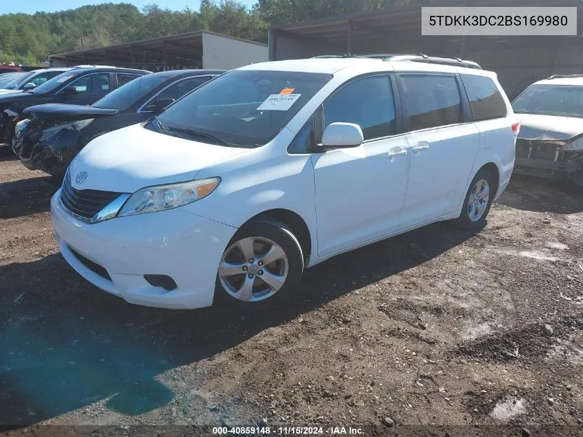 2011 Toyota Sienna Le V6 VIN: 5TDKK3DC2BS169980 Lot: 40859148