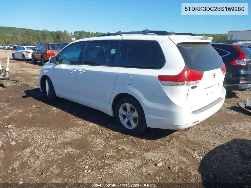 2011 Toyota Sienna Le V6 VIN: 5TDKK3DC2BS169980 Lot: 40859148