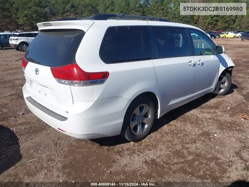 2011 Toyota Sienna Le V6 VIN: 5TDKK3DC2BS169980 Lot: 40859148