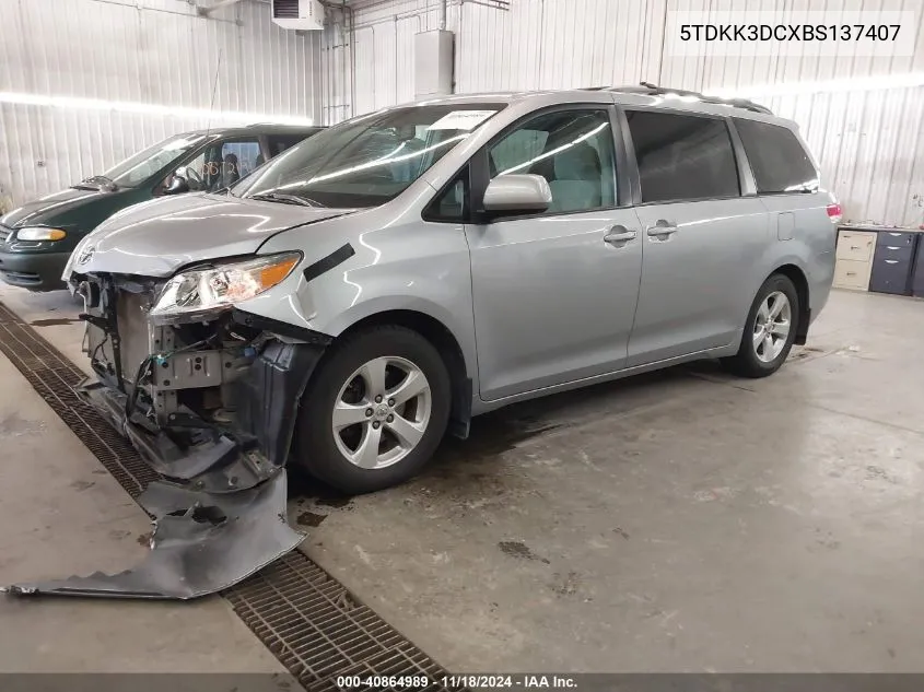 2011 Toyota Sienna Le V6 VIN: 5TDKK3DCXBS137407 Lot: 40864989