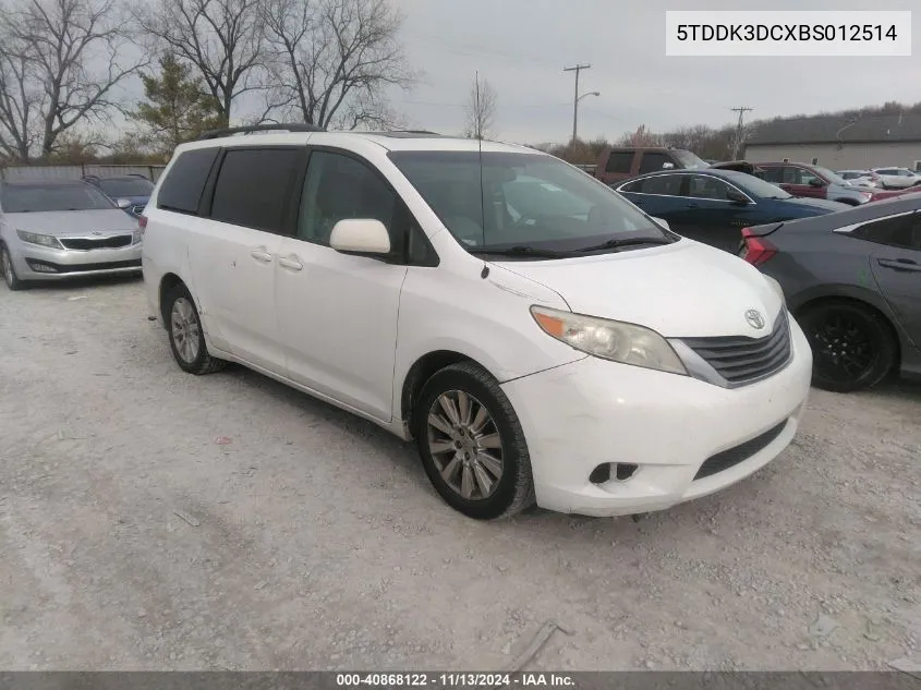 2011 Toyota Sienna Xle VIN: 5TDDK3DCXBS012514 Lot: 40868122