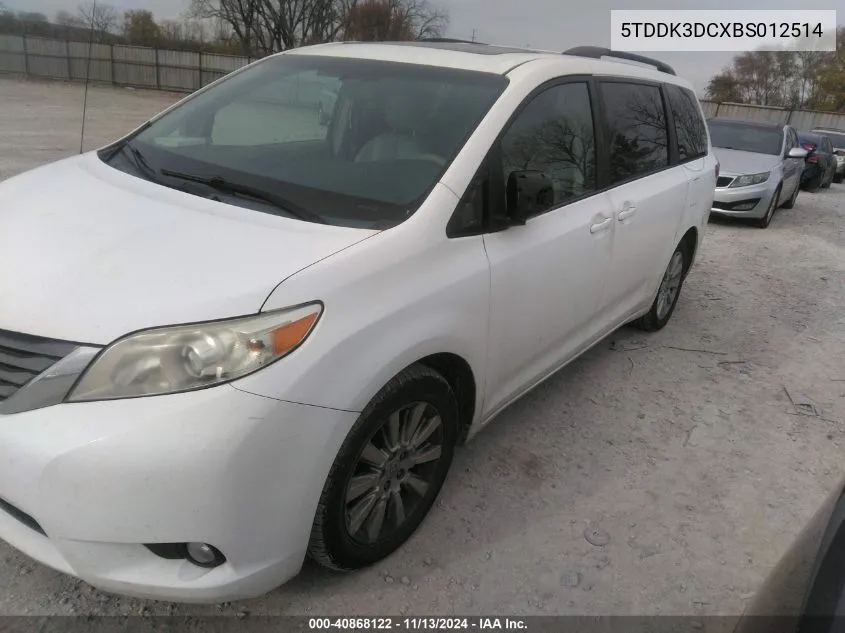 2011 Toyota Sienna Xle VIN: 5TDDK3DCXBS012514 Lot: 40868122