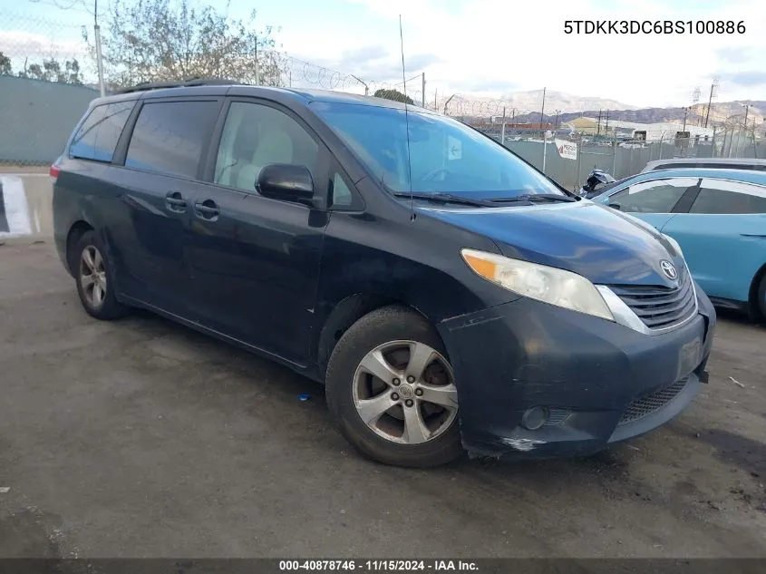 2011 Toyota Sienna Le V6 VIN: 5TDKK3DC6BS100886 Lot: 40878746