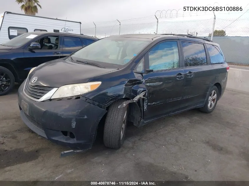 2011 Toyota Sienna Le V6 VIN: 5TDKK3DC6BS100886 Lot: 40878746