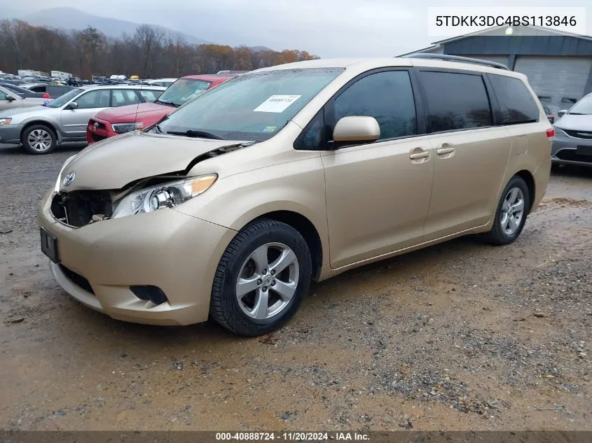 2011 Toyota Sienna Le V6 VIN: 5TDKK3DC4BS113846 Lot: 40888724