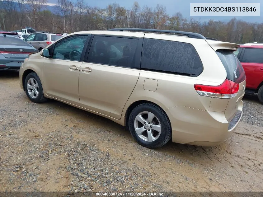 2011 Toyota Sienna Le V6 VIN: 5TDKK3DC4BS113846 Lot: 40888724