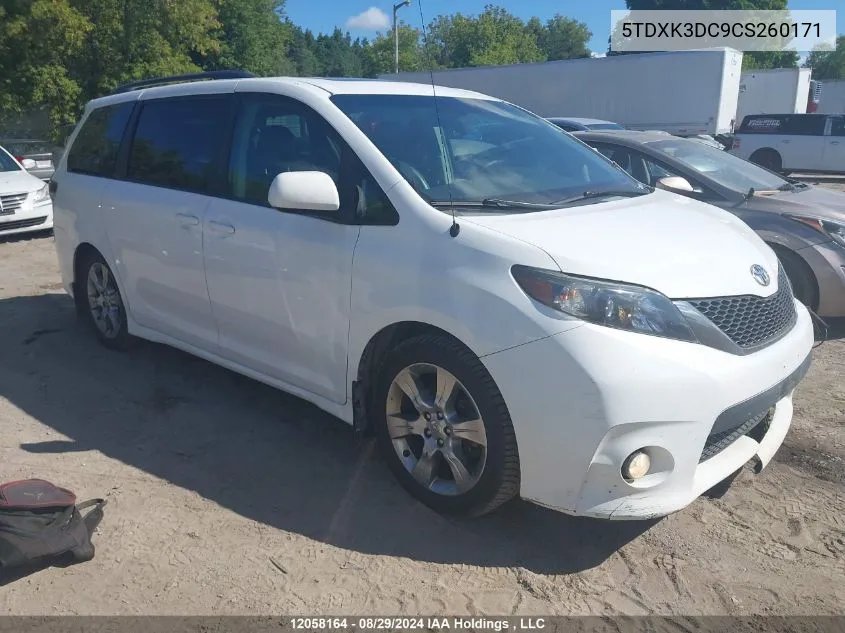 2012 Toyota Sienna Sport VIN: 5TDXK3DC9CS260171 Lot: 12058164