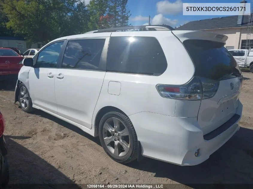 2012 Toyota Sienna Sport VIN: 5TDXK3DC9CS260171 Lot: 12058164